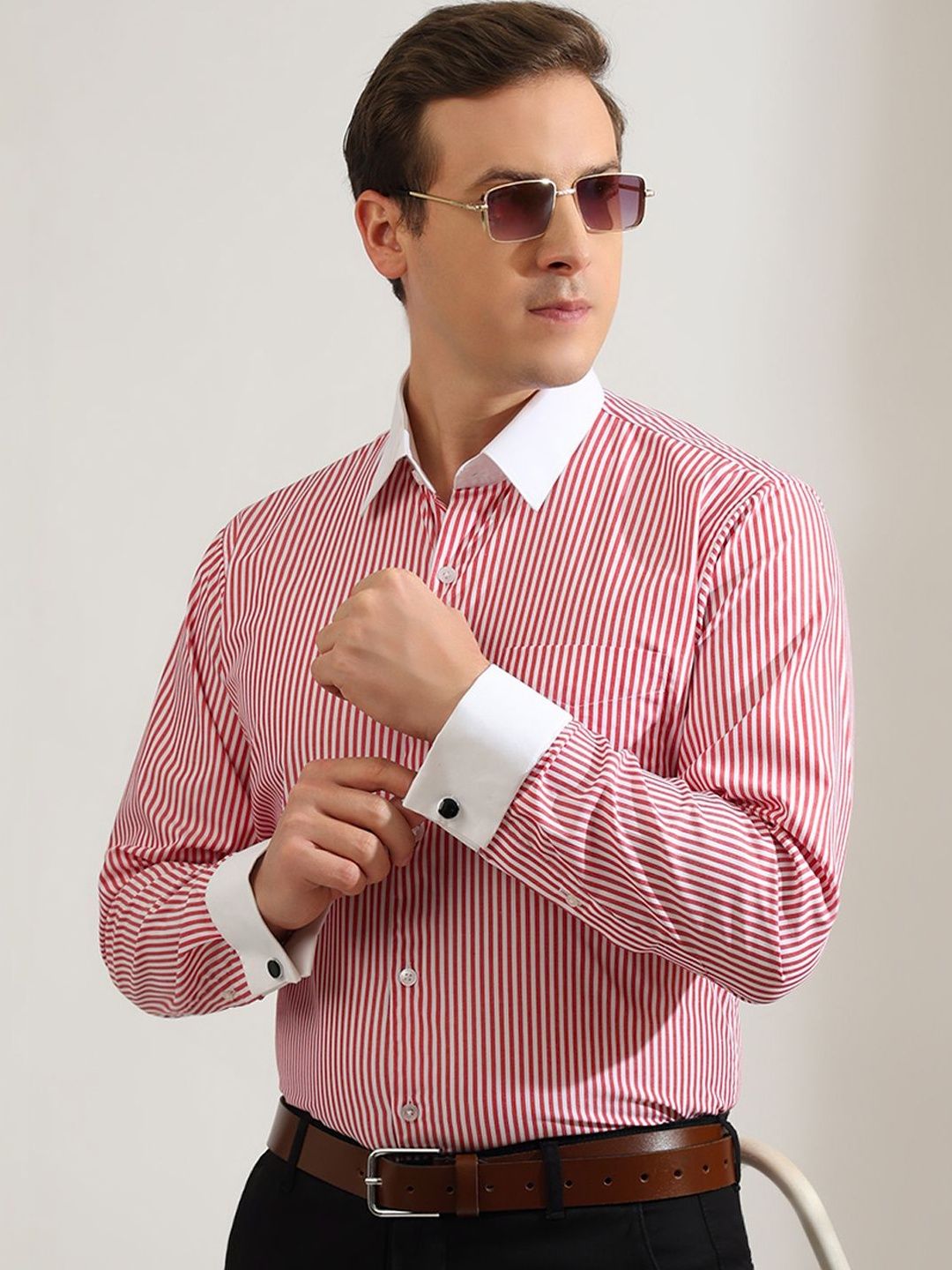 Hancock Men Slim Fit Striped Formal Shirt-picture-21