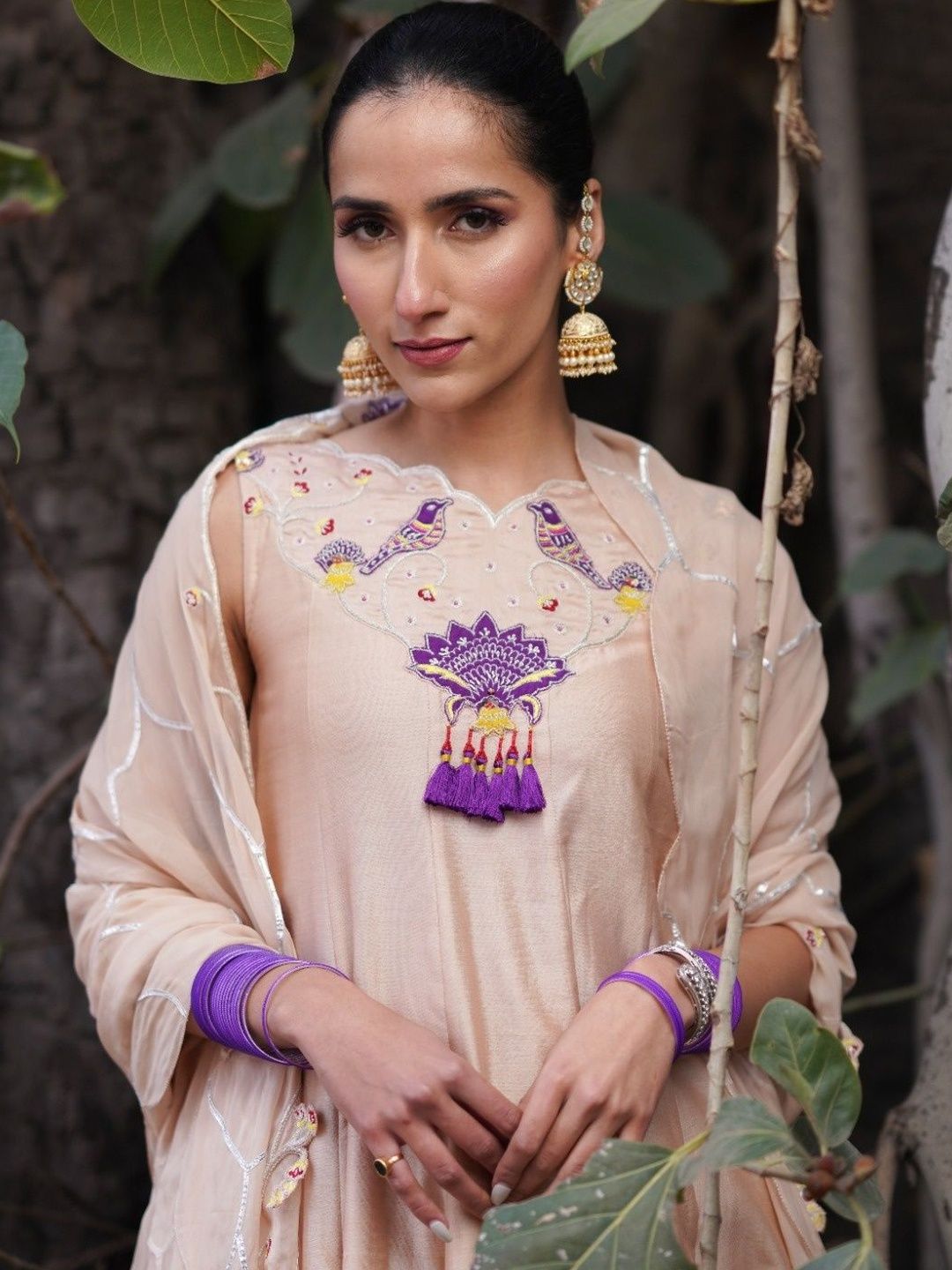 Leela by A Women Ethnic Motifs Embroidered Regular Thread Work Pure Cotton Kurta with Dhoti Pants & With-picture-10