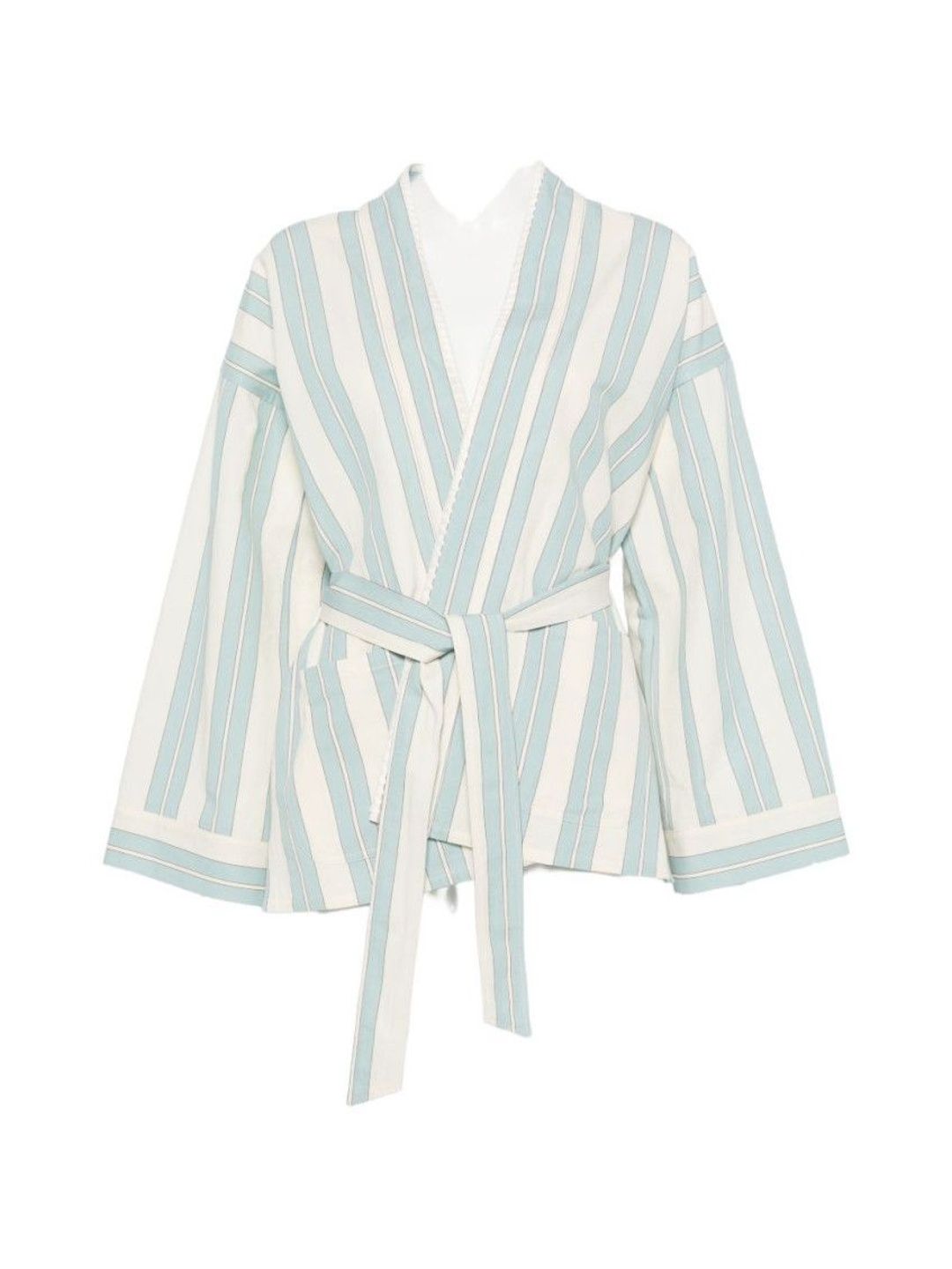 forte forte Blue Stripes V Neck Jacket-picture-10