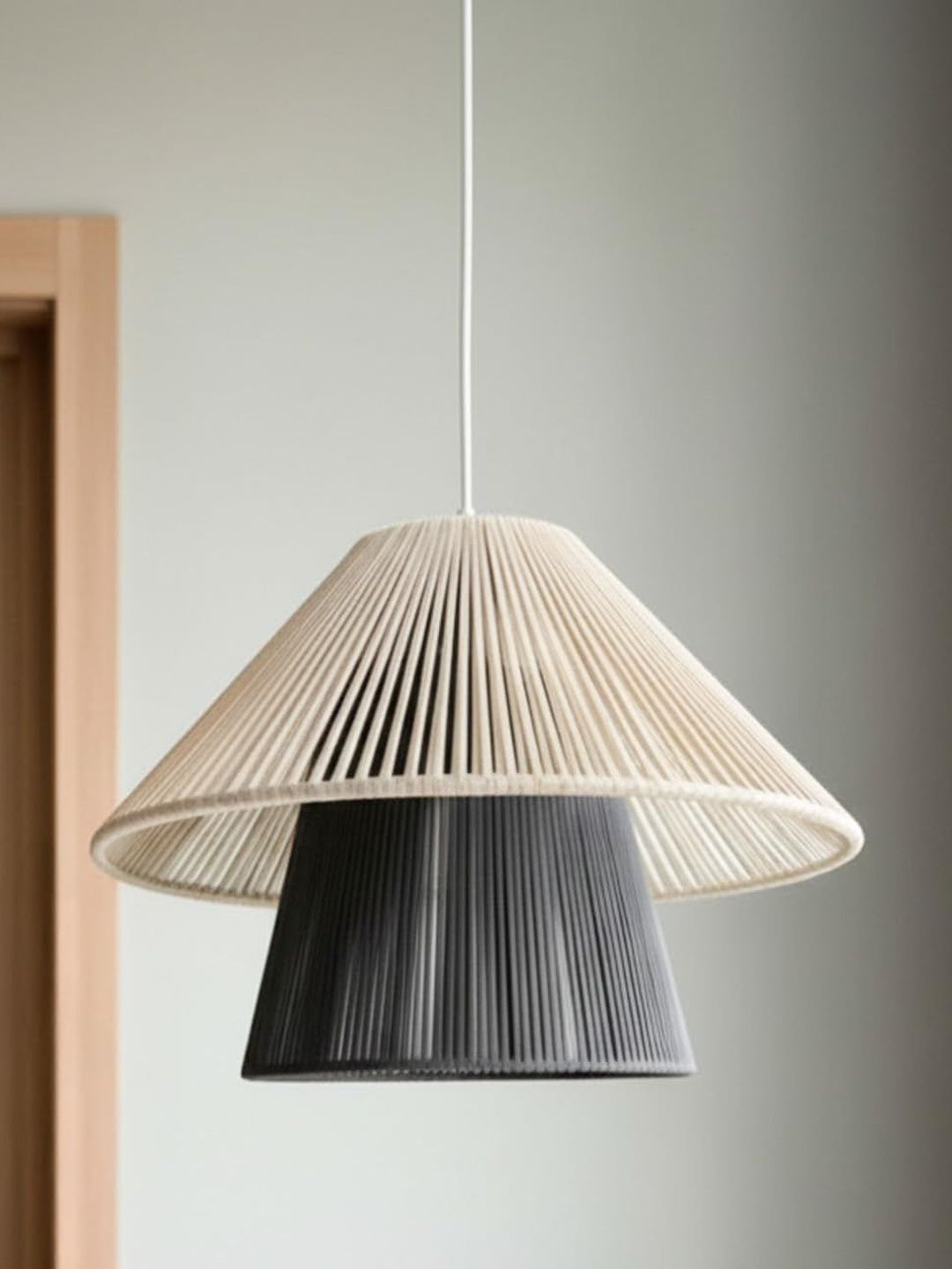 prettykrafts Beige & Black Textured Contemporary Ceiling Lamp-image-39