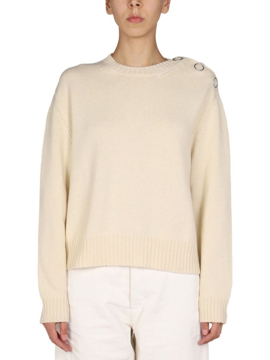 jil sander Beige Knitted Crew Neck Sweater-picture-58