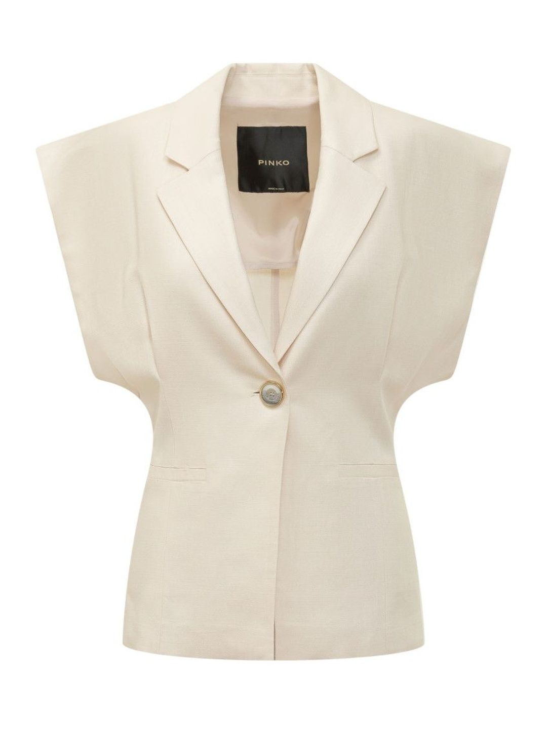 pinko White Solid Notched Lapel Blazer-picture-17