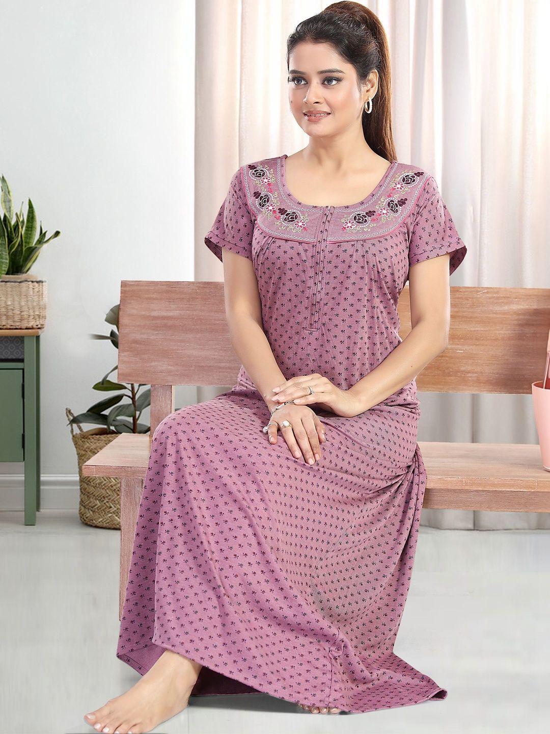 Gutthi Printed Maxi Nightdress-picture-11