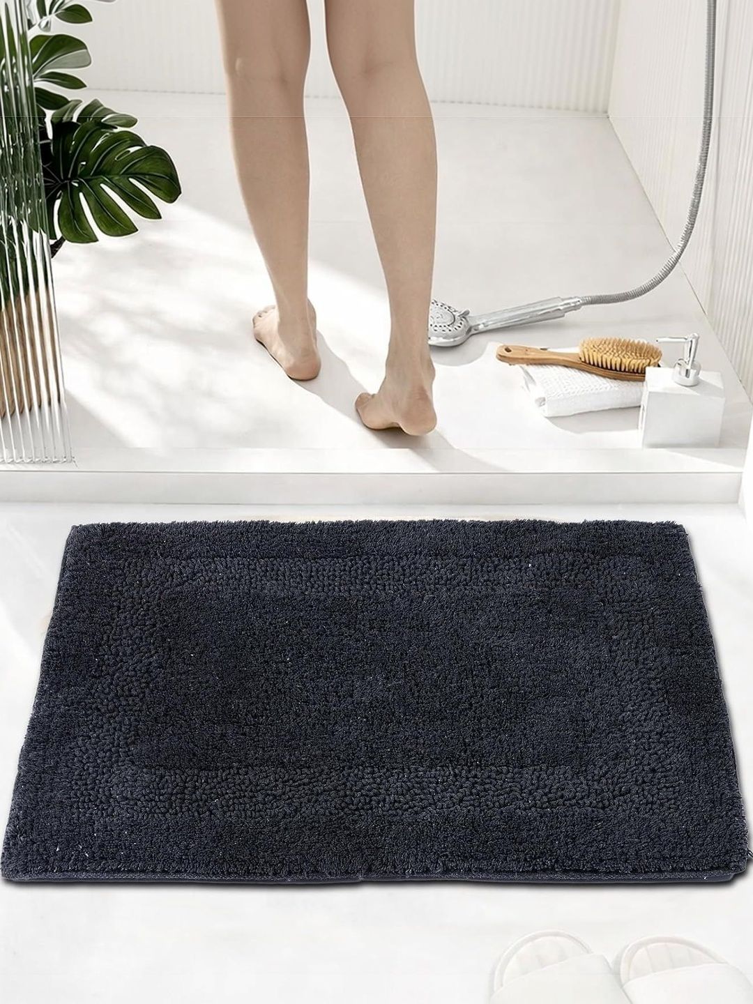 Dolce Casa Grey Textured Cotton Reversable Anti Slip Bath Mat-image-40
