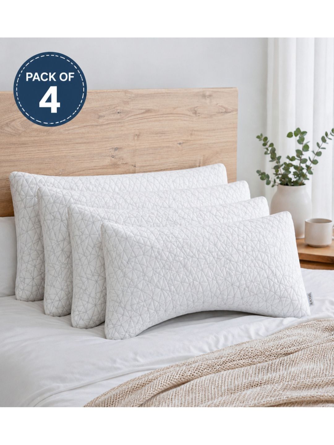 AYKA White Set of 4 Cotton Filled Cotton Breathable Sleep Pillow-picture-52
