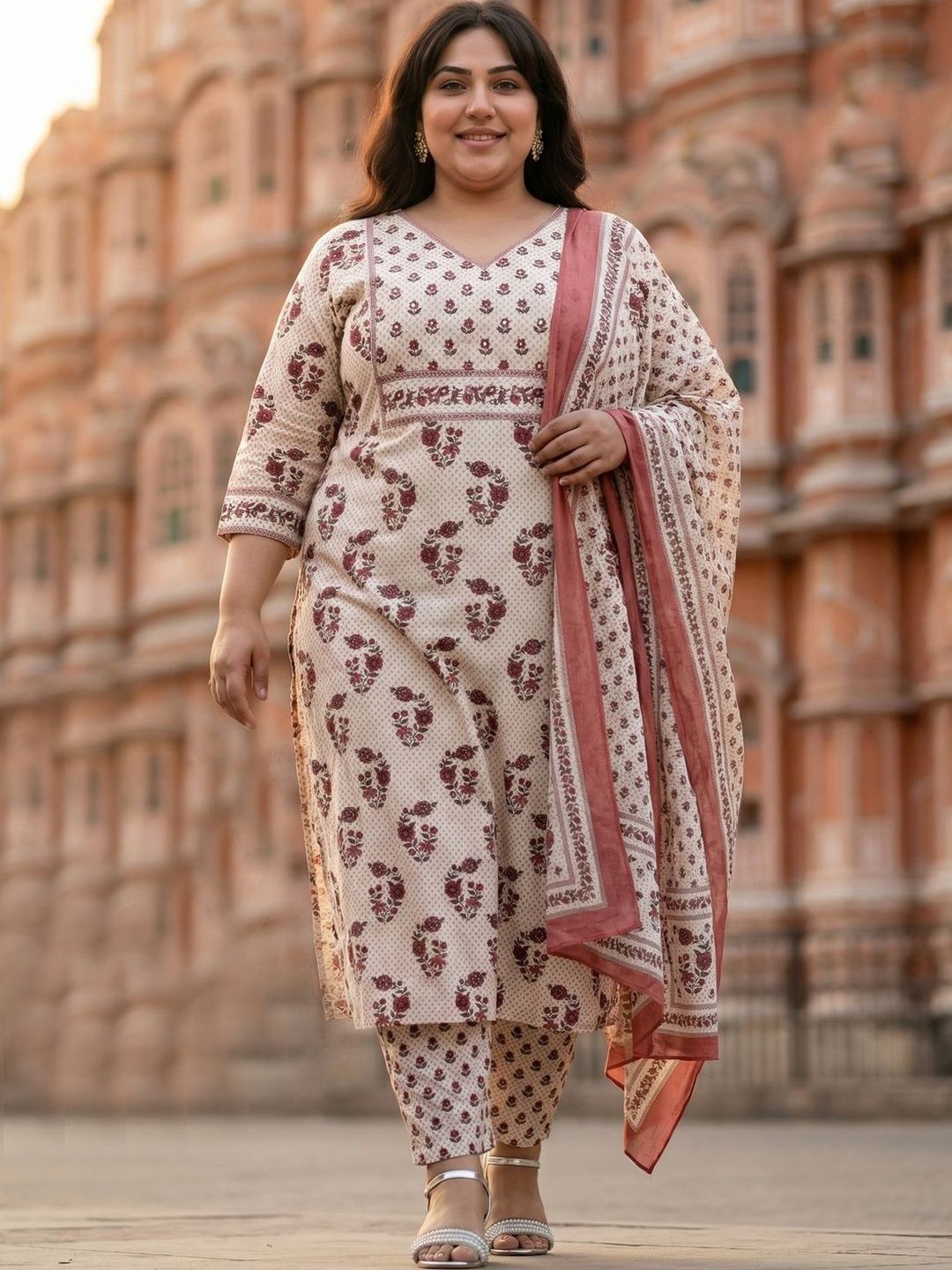 Readiprint Women Floral Printed Regular Pure Cotton Kurta with Trousers & With Dupatta-picture-19