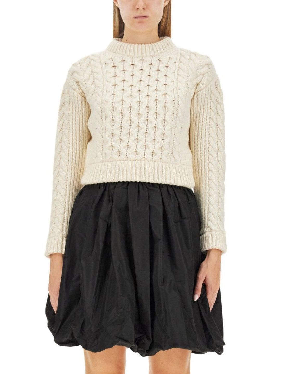 White Knitted Round Neck Sweater-image-27