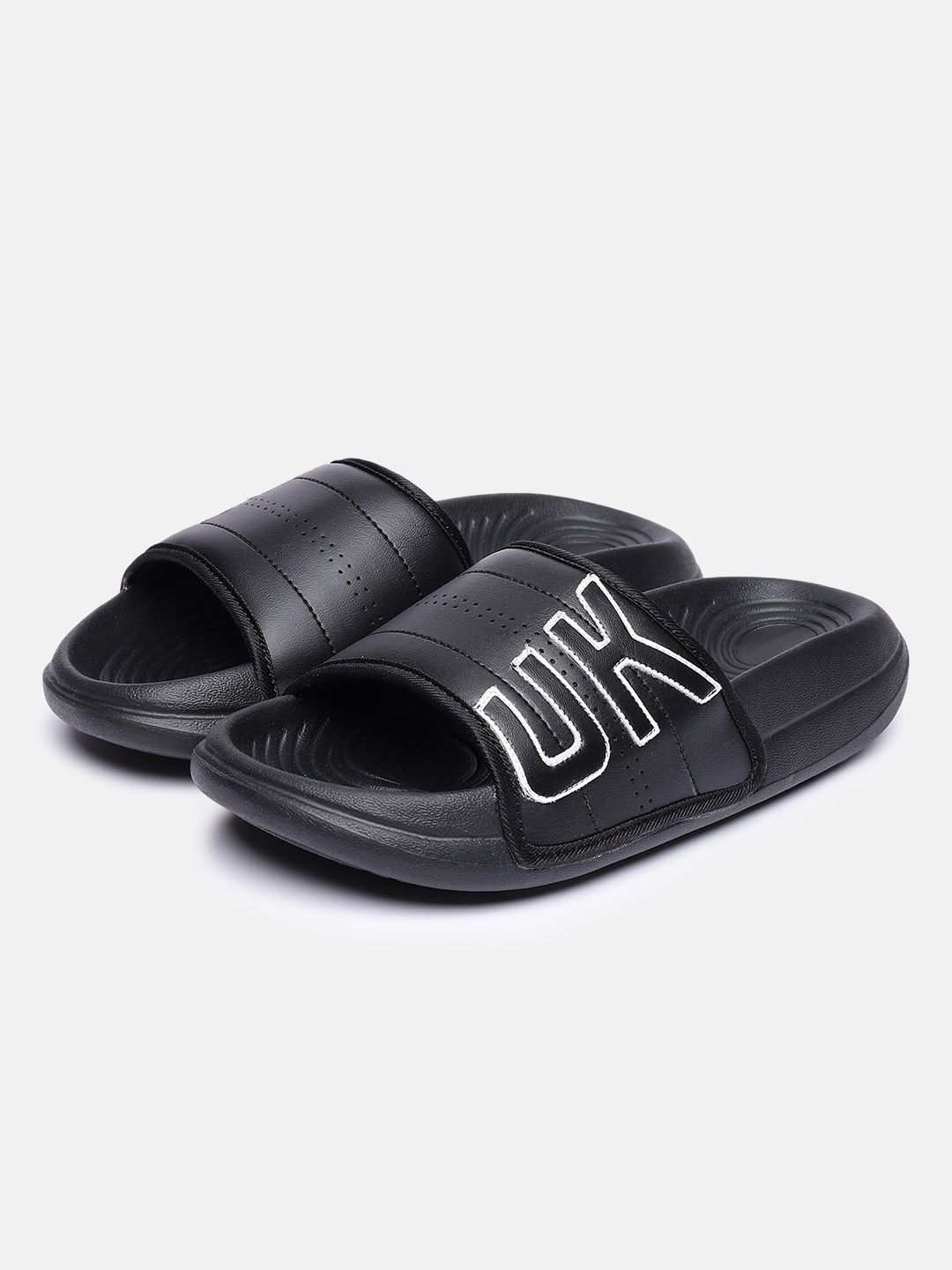 FCUK Men Brand Logo Printed Textured Sliders-image-39