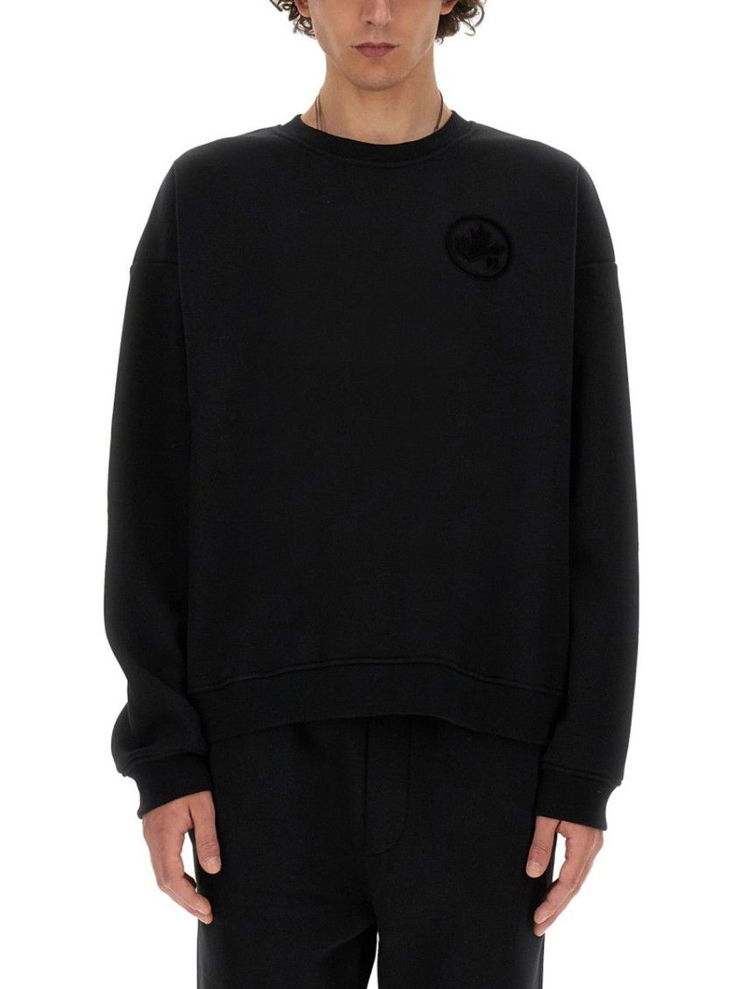 dsquared2 Black Solid Crew Neck Sweatshirt-picture-42