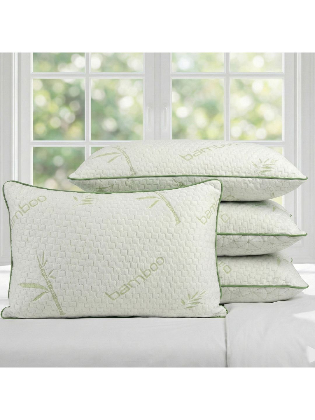 AYKA Green Set of 4 Cotton Filled Cotton Breathable Sleep Pillow-picture-10