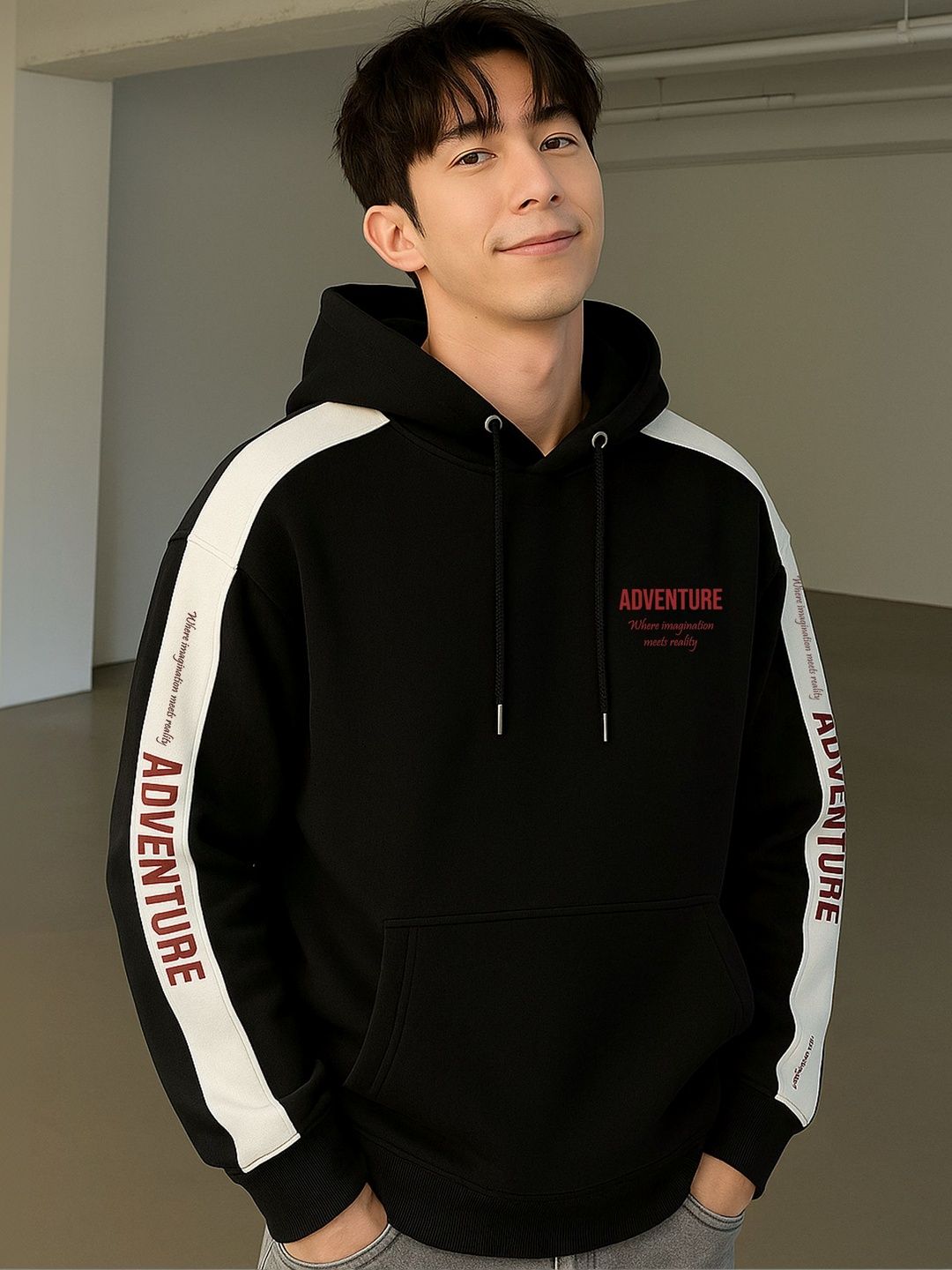 JUMPCUTS Men Colourblocked Hooded Sweatshirt-picture-37