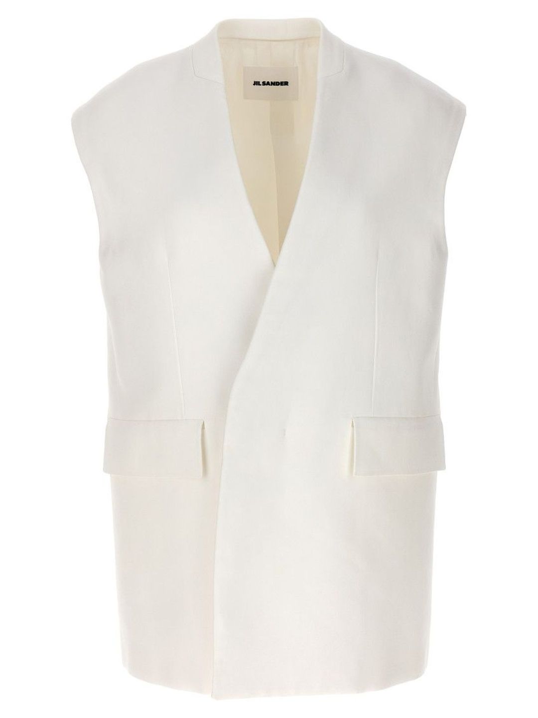 White Oversize Tailored Vest-image-35