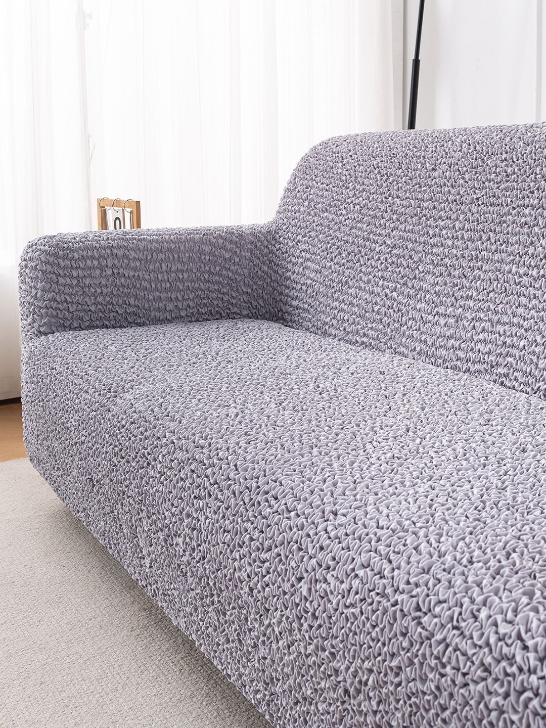 HOKIPO Ice Grey Italian Belissia Luxe 700 GSM Microfiber 3 Seater Sofa Cover-picture-35