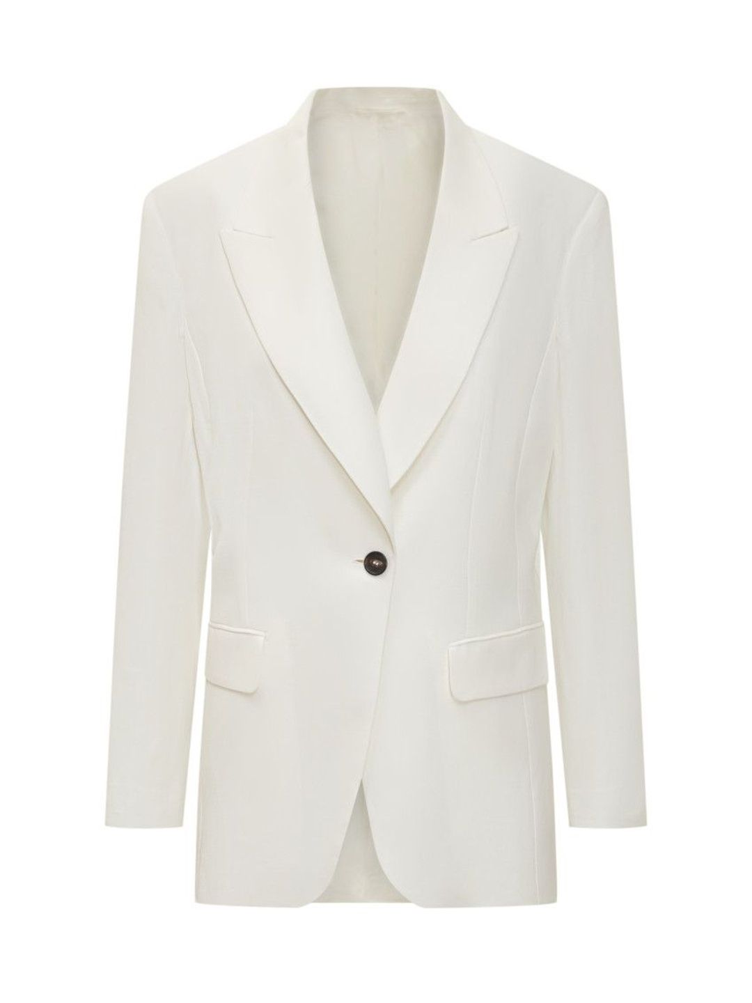 brunello cucinelli White Solid Notched Lapel Blazer-picture-20