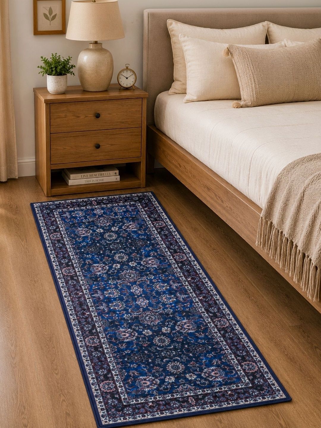 DECOVIA Navy Blue Traditional Anti-Skid Nylon Carpet-image-41