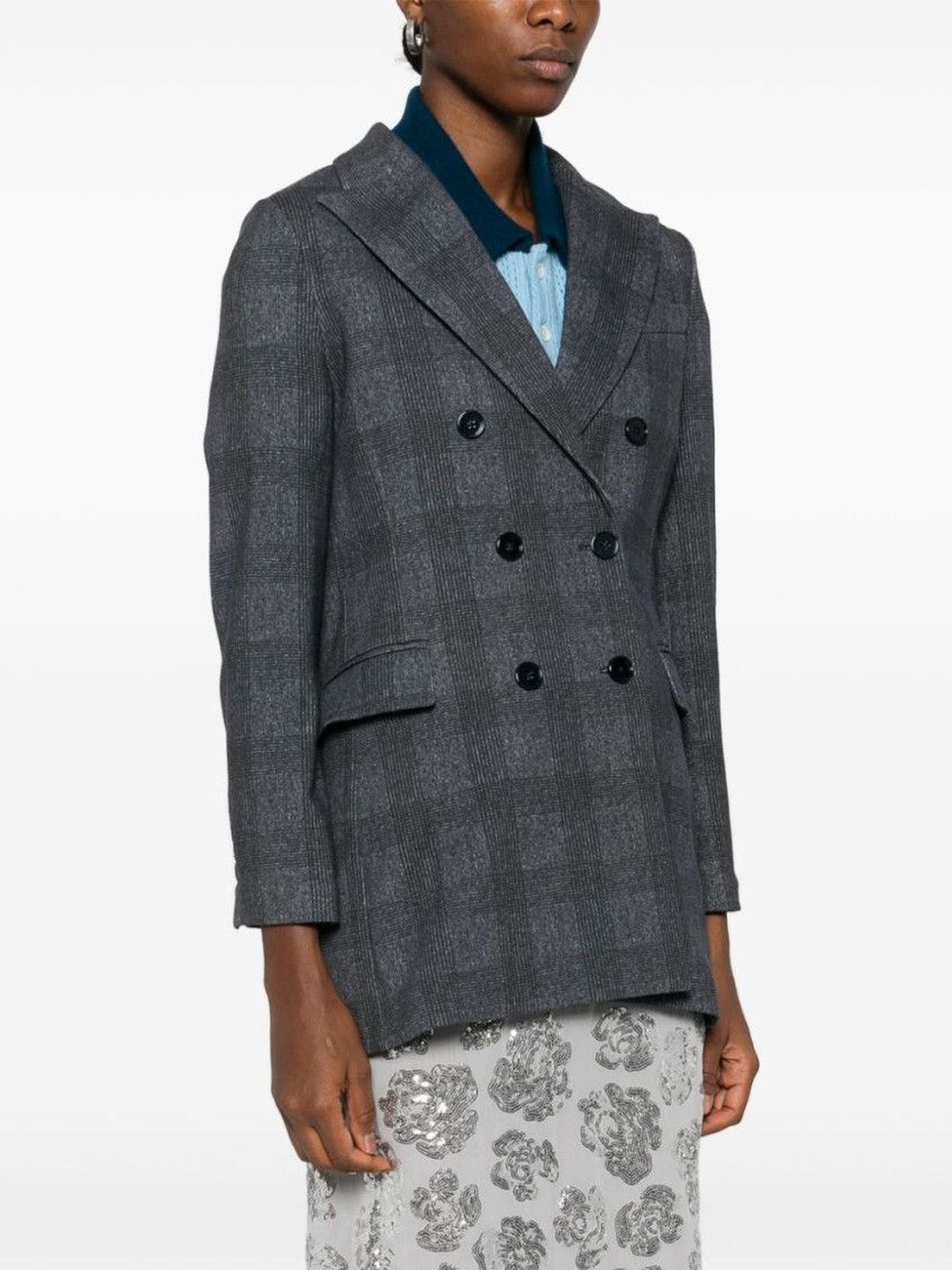 circolo 1901 Navy Blue/ Grey Checked Blazer-picture-0
