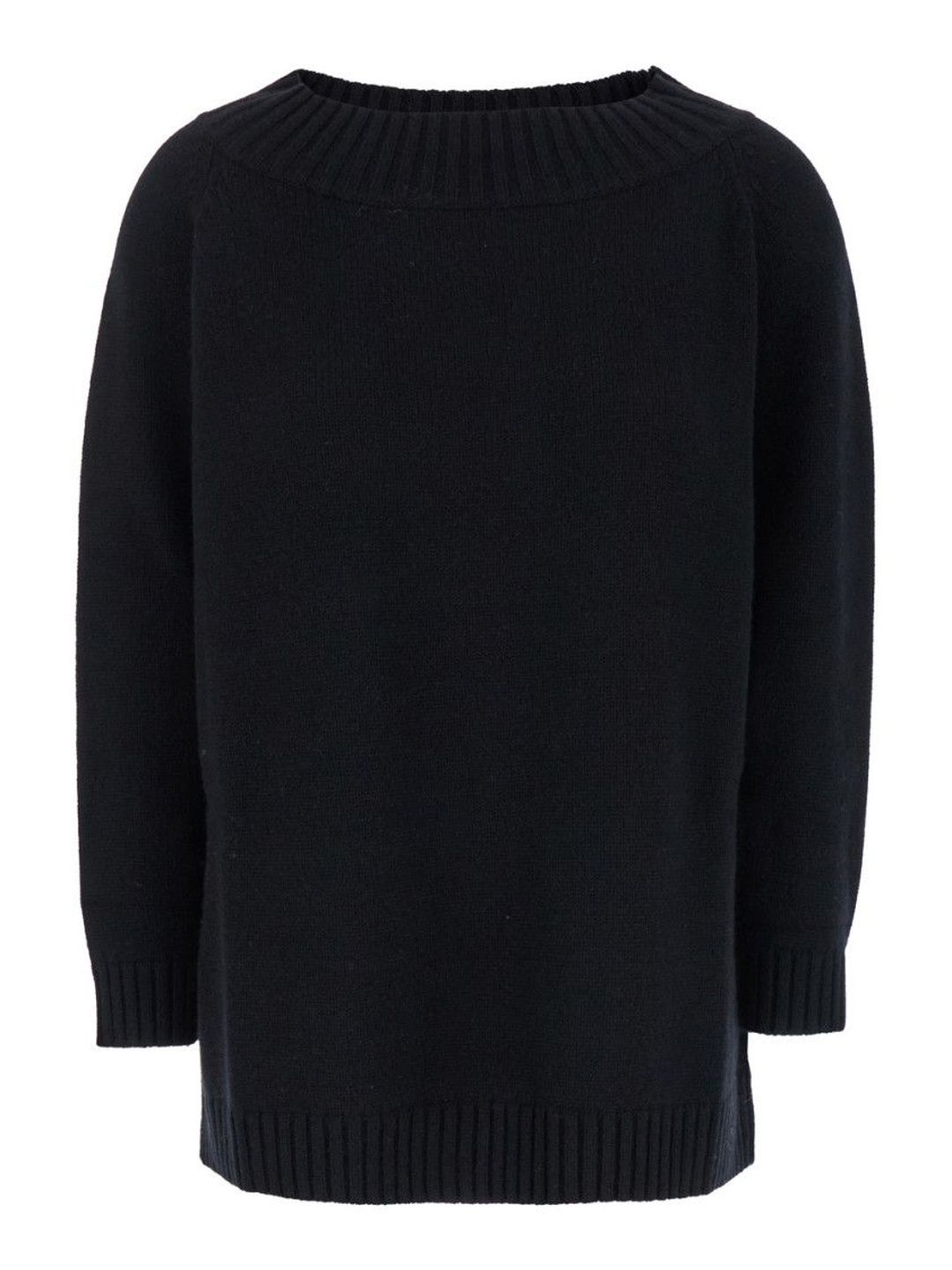 Black Solid Boat Neck Sweater-image-25