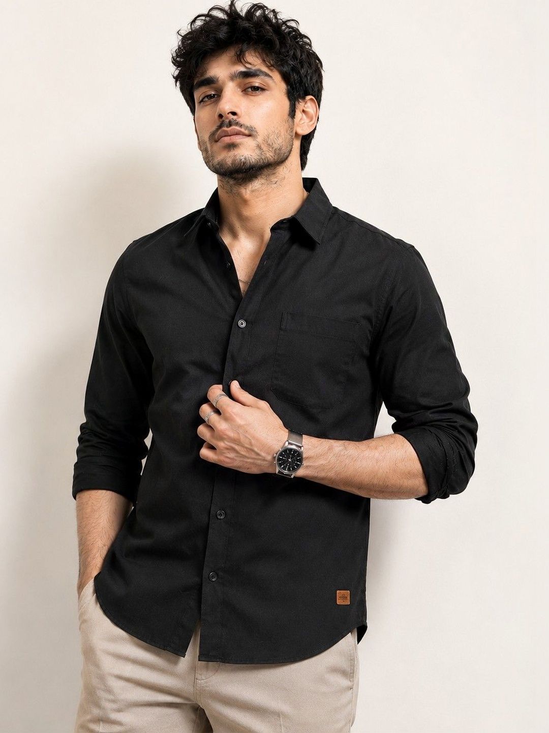 The Roadster Lifestyle Co Spread Collar Shirt-image-14
