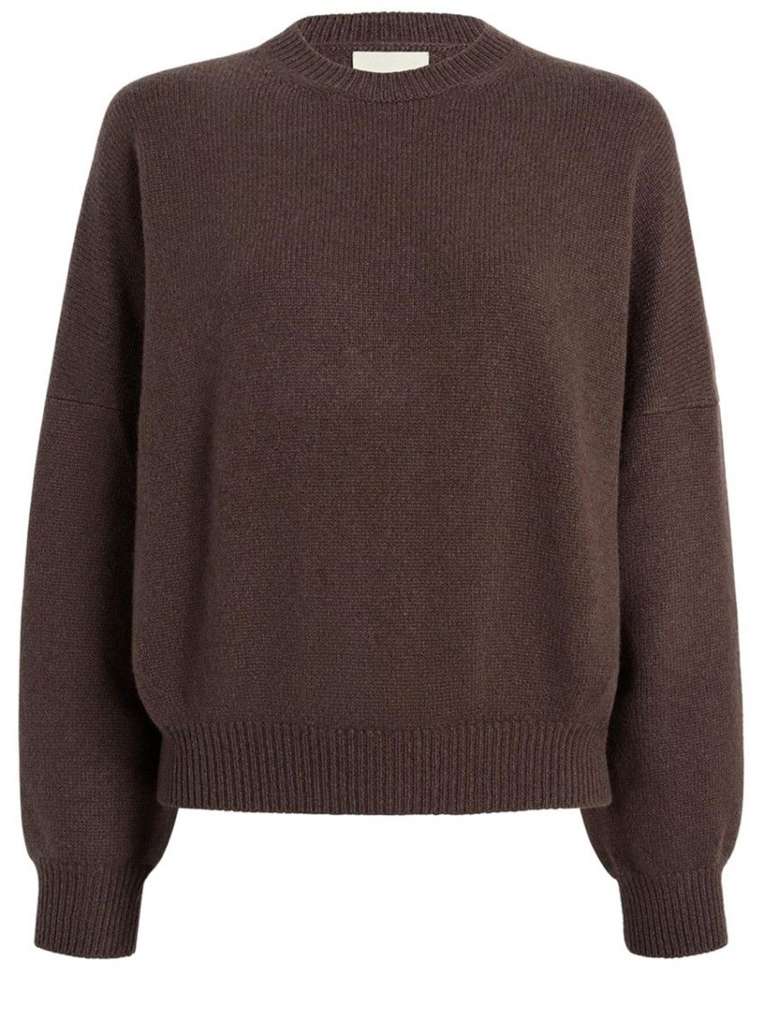Brown Solid Crew Neck Sweater-image-2