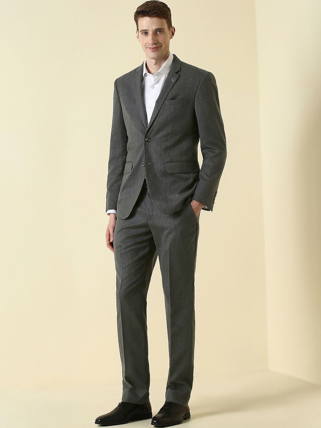 Allen Solly Textured Slim Fit Formal 3 Piece Suits-picture-17