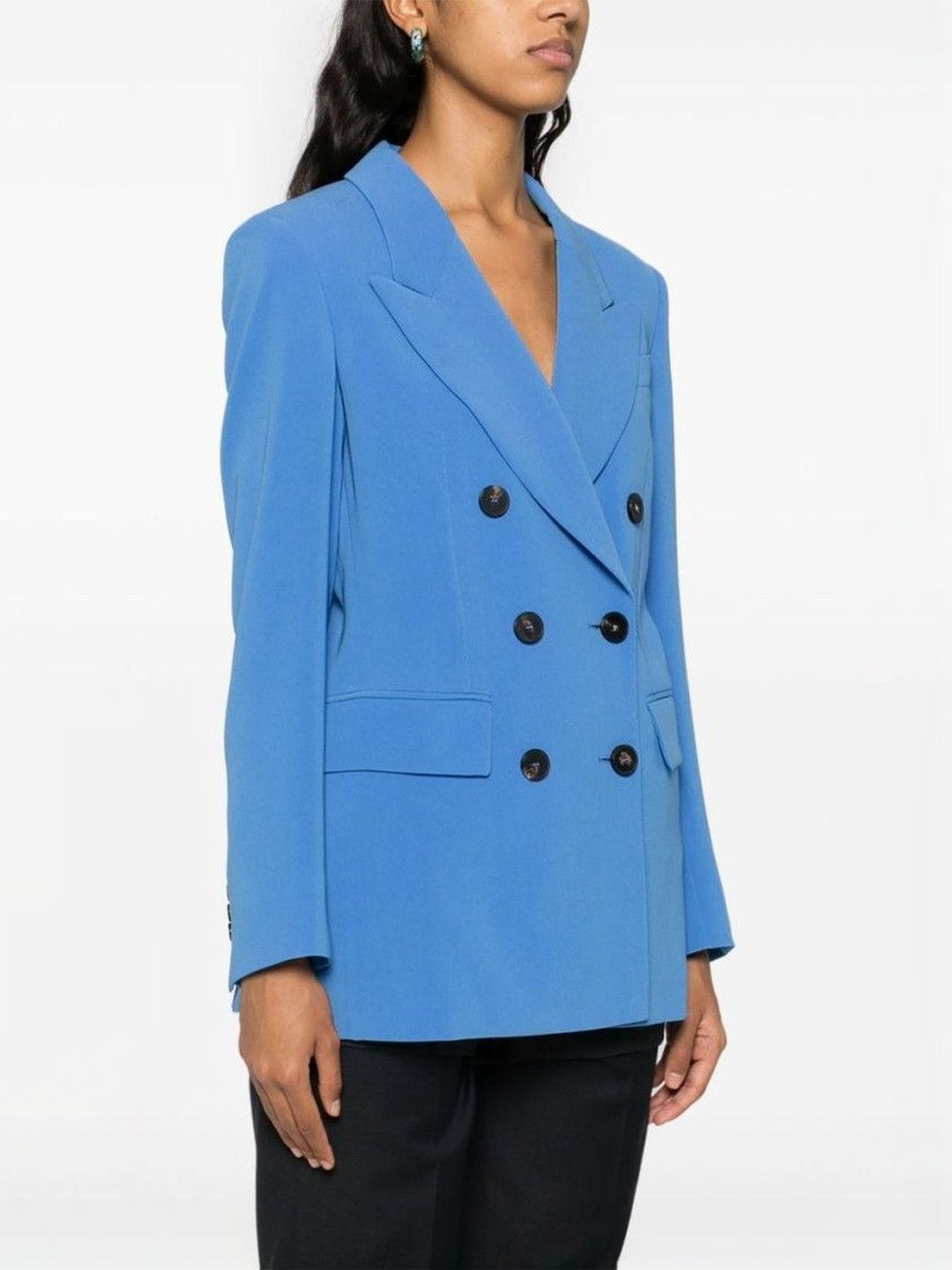 alberto biani Blue Double-breasted Cady Blazer-picture-47