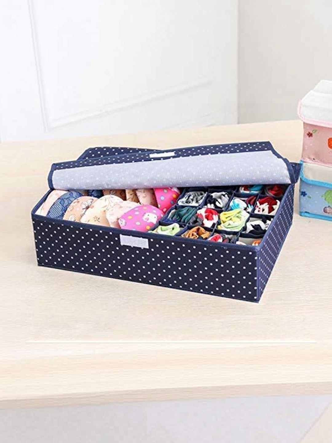 Myntra Elegant Homes Blue Set of 1 Reusable Drawer Organiser Organisers-image-46