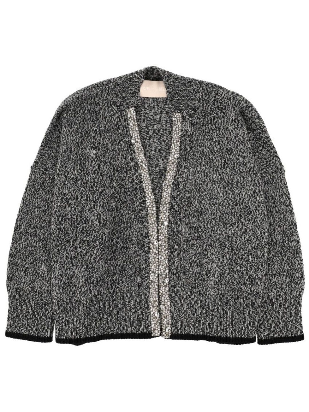 Multicolor Knitted V Neck Cardigan-image-25
