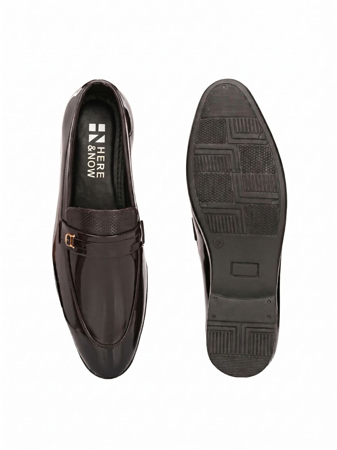 HERE&NOW Men Textured Synthetic Patent Formal Loafers-picture-19
