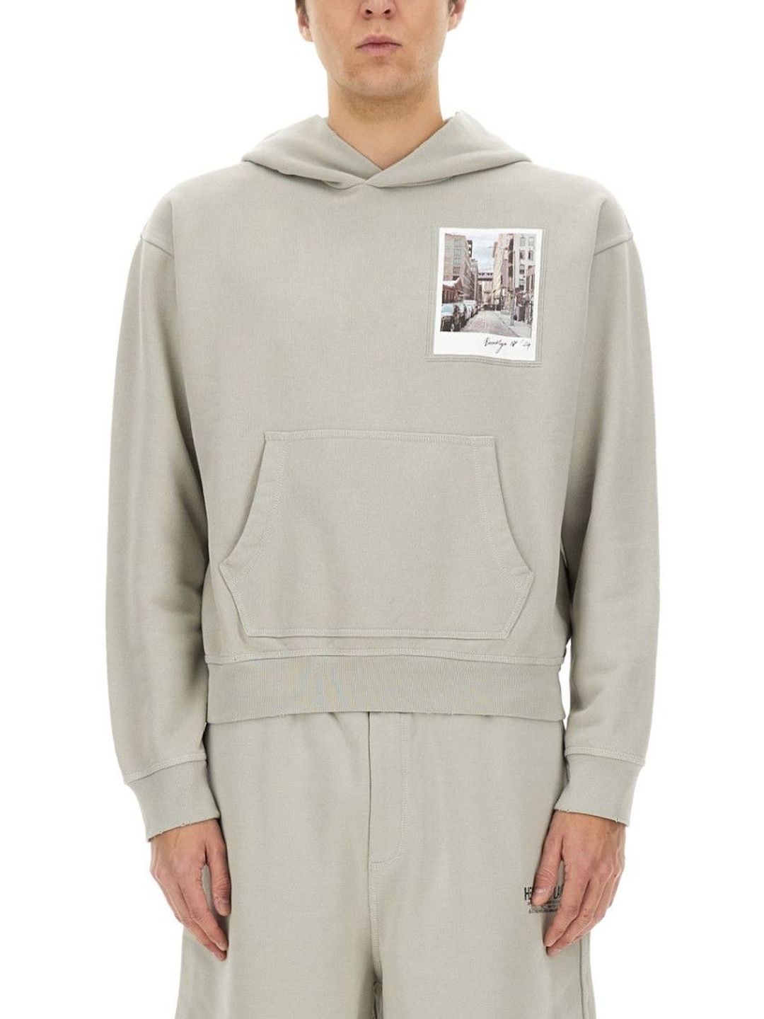 helmut lang Grey Graphic Relaxed Hoodies-picture-49