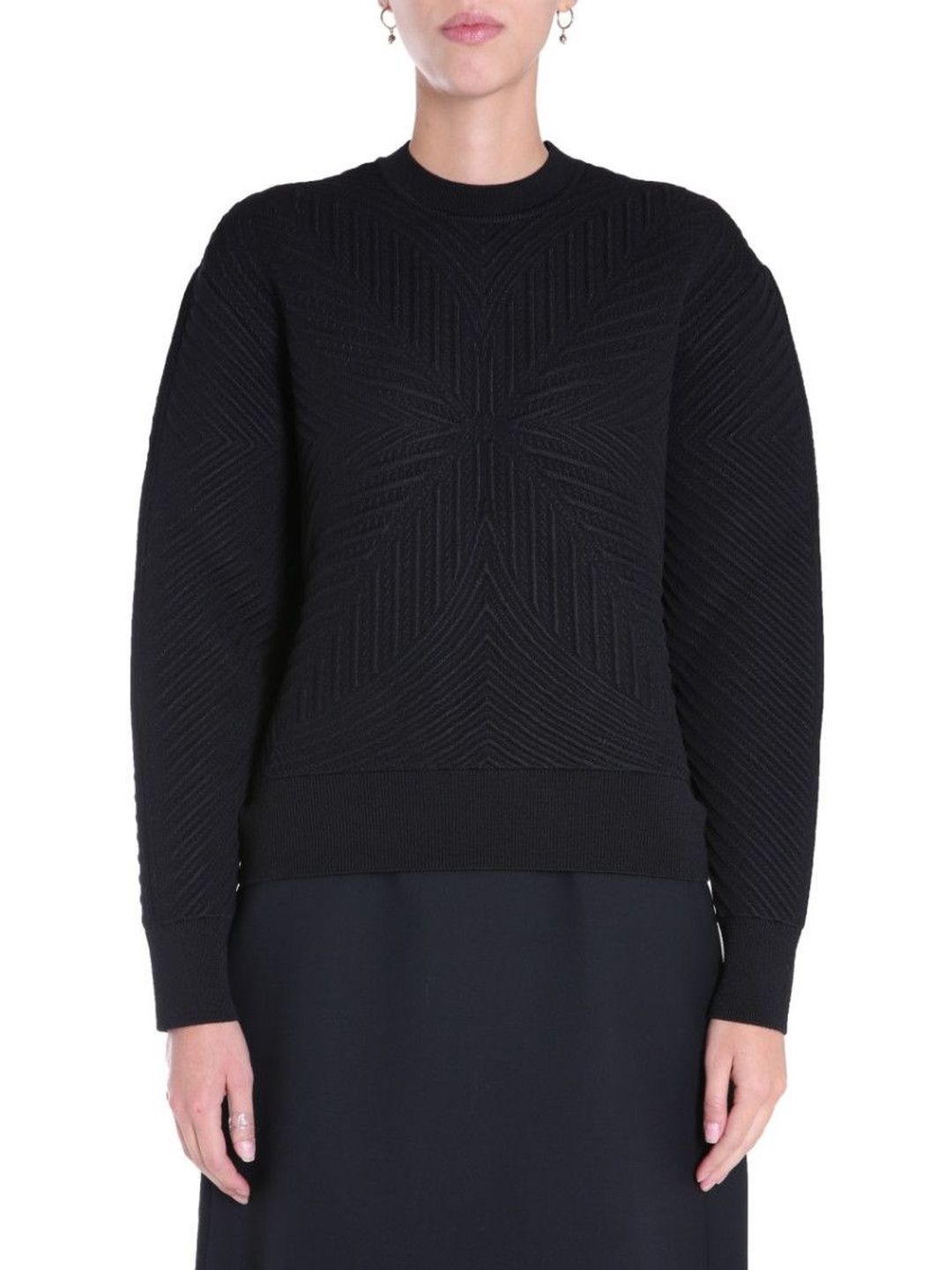 alexander mcqueen Black Textured Crew Neck Sweater-picture-32