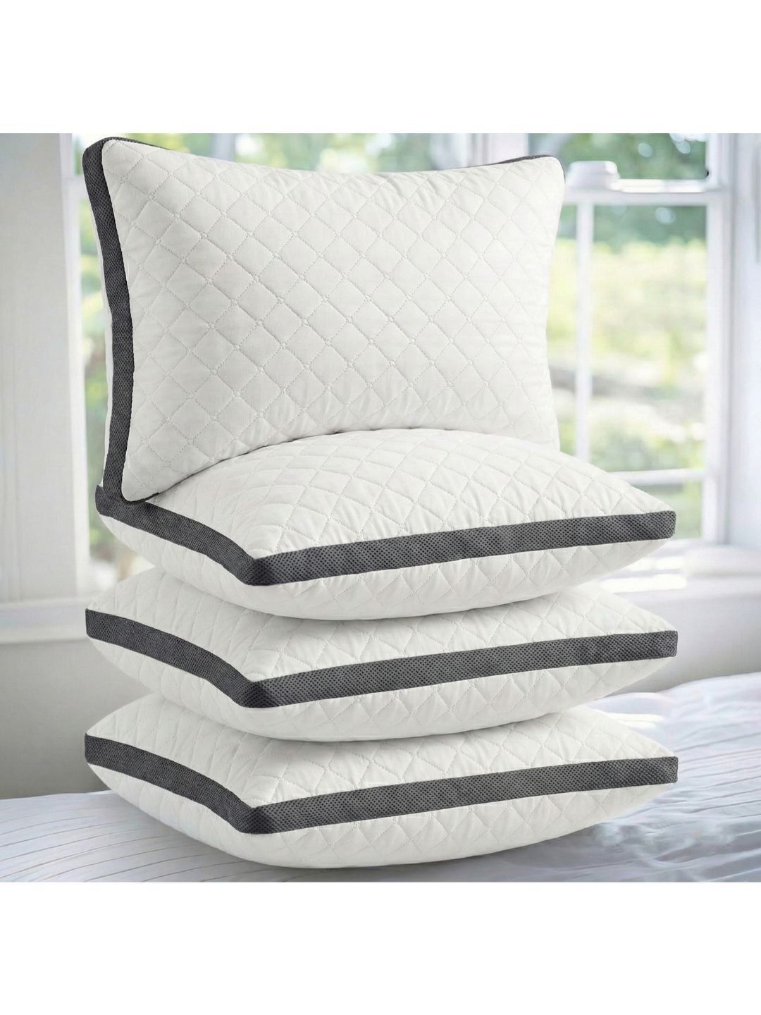AYKA White Set of 4 Cotton Filled Cotton Breathable Sleep Pillow-picture-30