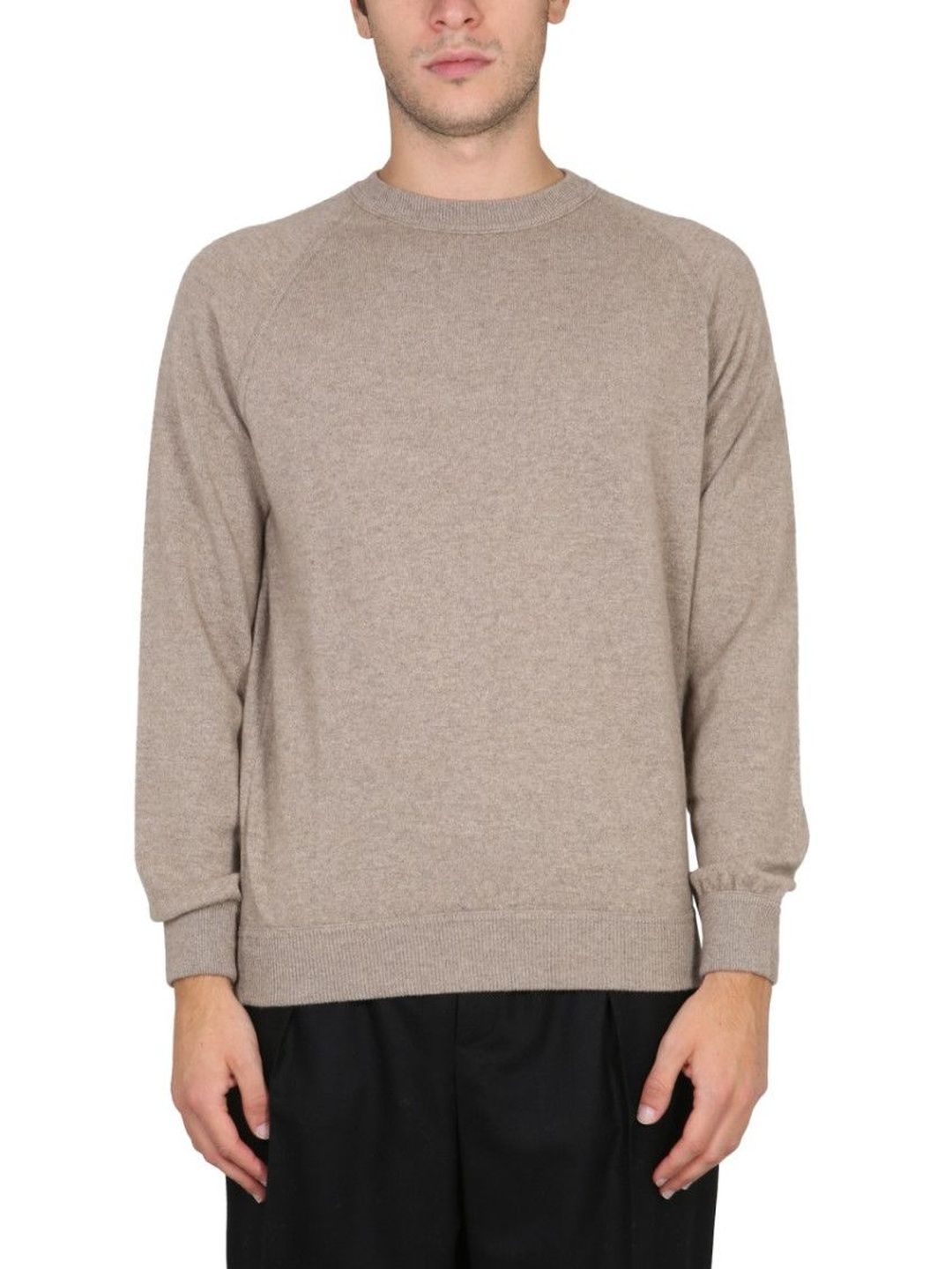 Beige Crew Neck Sweaters-image-29