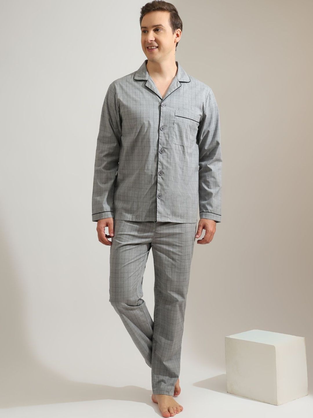 Hancock Men Checked Night suit-picture-48