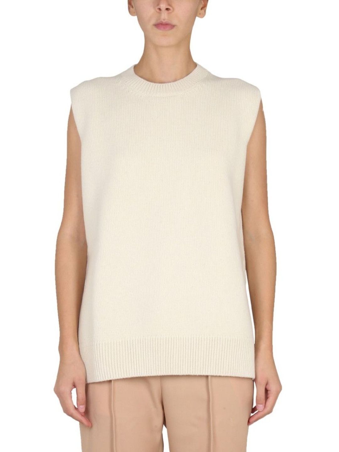 jil sander White Knitted Crew Neck Sweater-picture-19