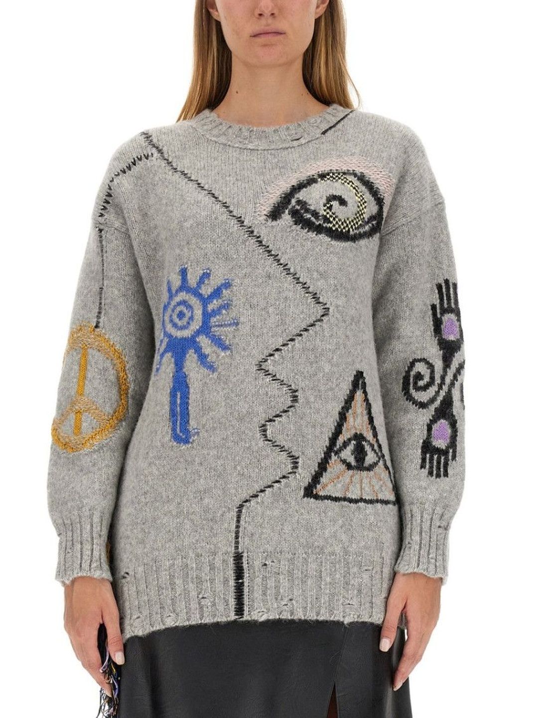 stella mccartney Grey Graphic Crew Neck Sweater-picture-46