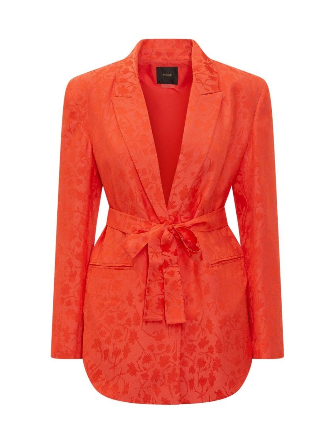 Orange Floral Notched Lapel Blazer-image-3