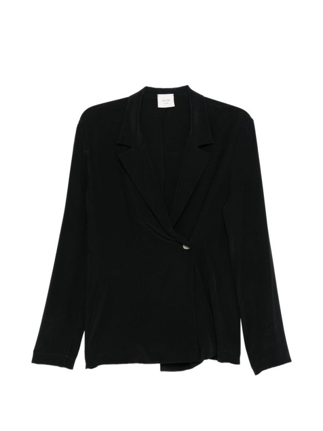 alysi Black Notched Lapel Silk Blazer-picture-36