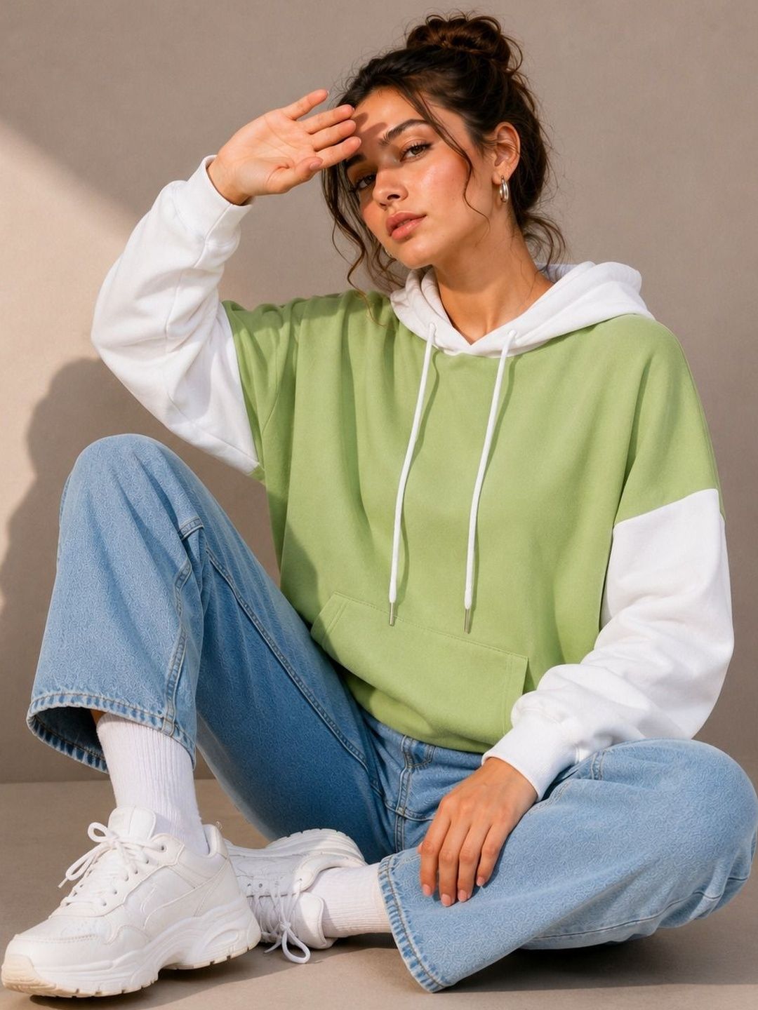 Mast & Harbour Women Colourblocked Hooded Sweatshirt-picture-50