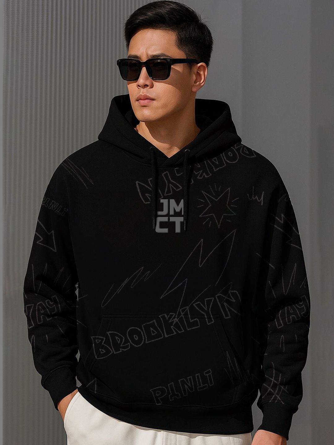 JUMPCUTS Men Printed Hooded Sweatshirt-picture-7