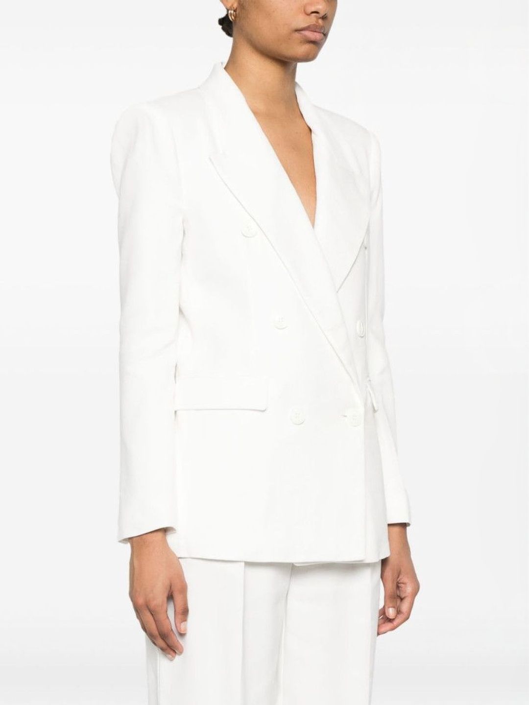 elisabetta franchi White Linen Blend Double-breasted blazer-picture-22