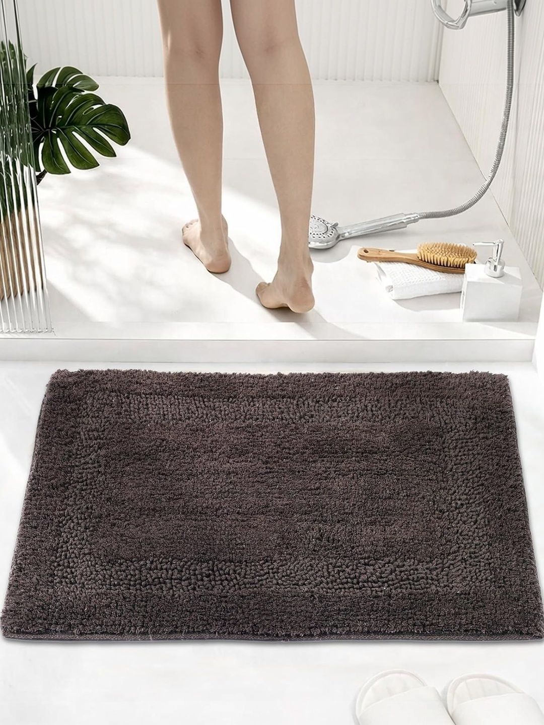 Dolce Casa Brown Textured Cotton Reversable Anti Slip Bath Mat-image-14