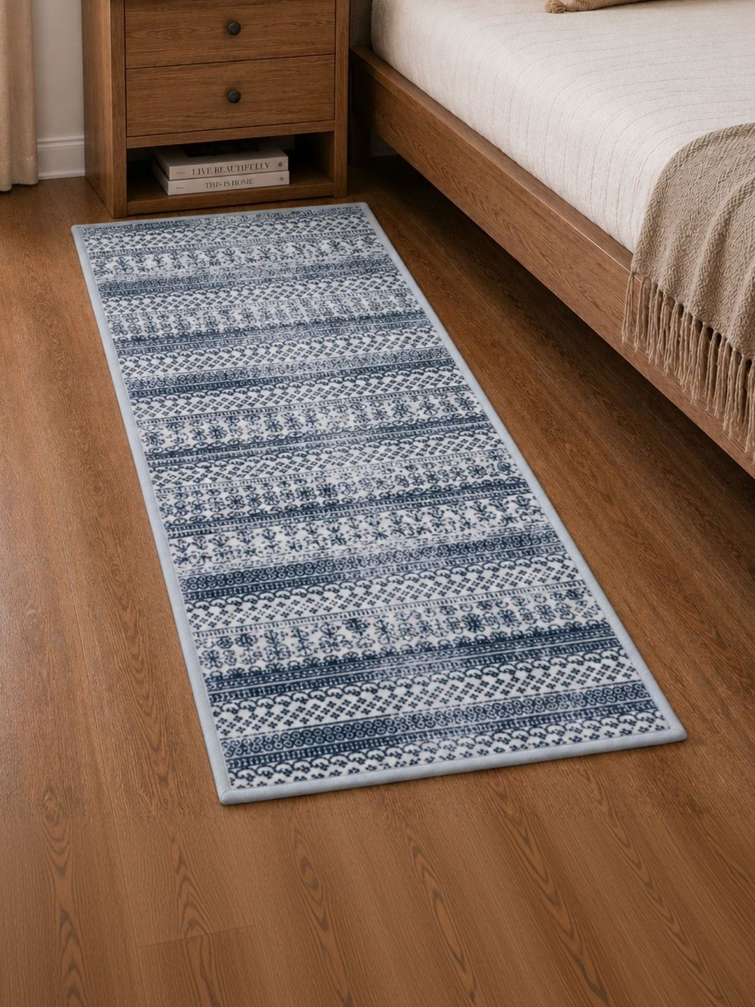 DECOVIA Turquoise Blue Ethnic Motifs Anti-Skid Nylon Carpet-image-27