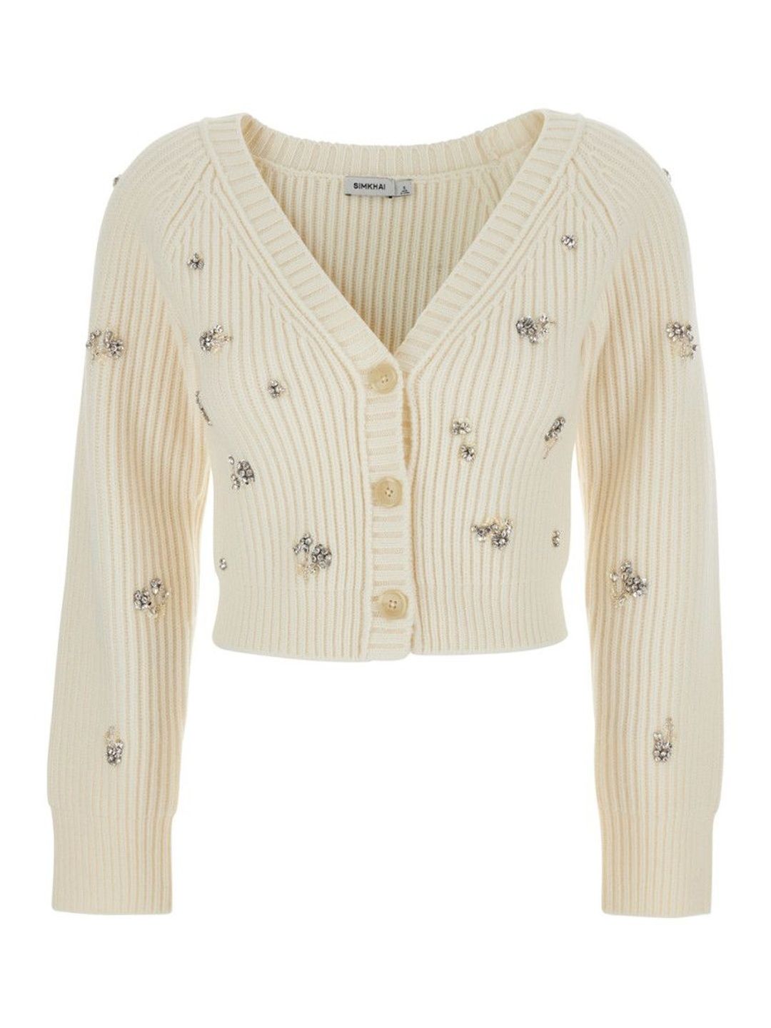 jonathan simkhai White Embellished V Neck Cardigan-picture-58