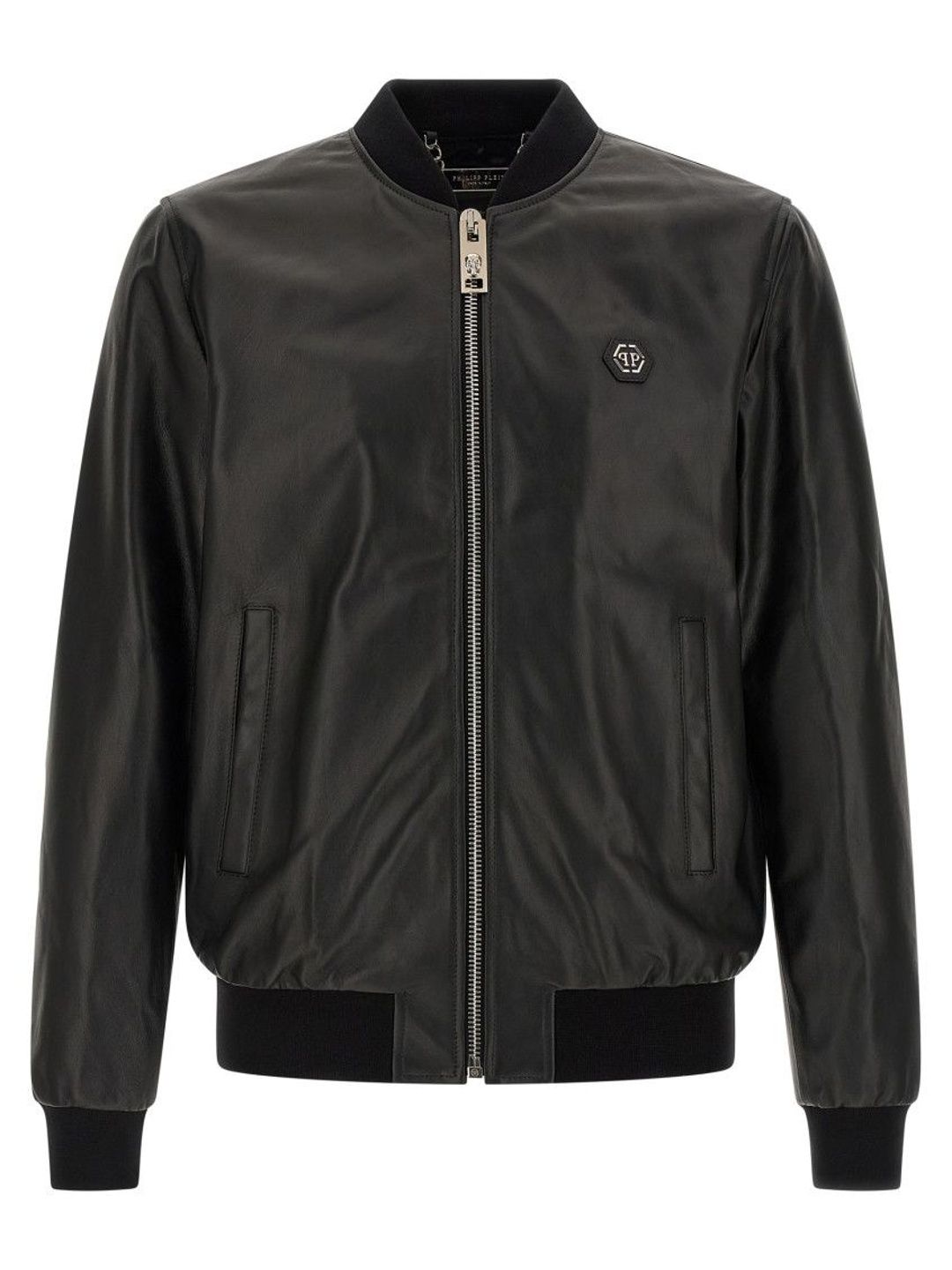 PHILIPP PLEIN Black Logo Bomber Jacket-image-1