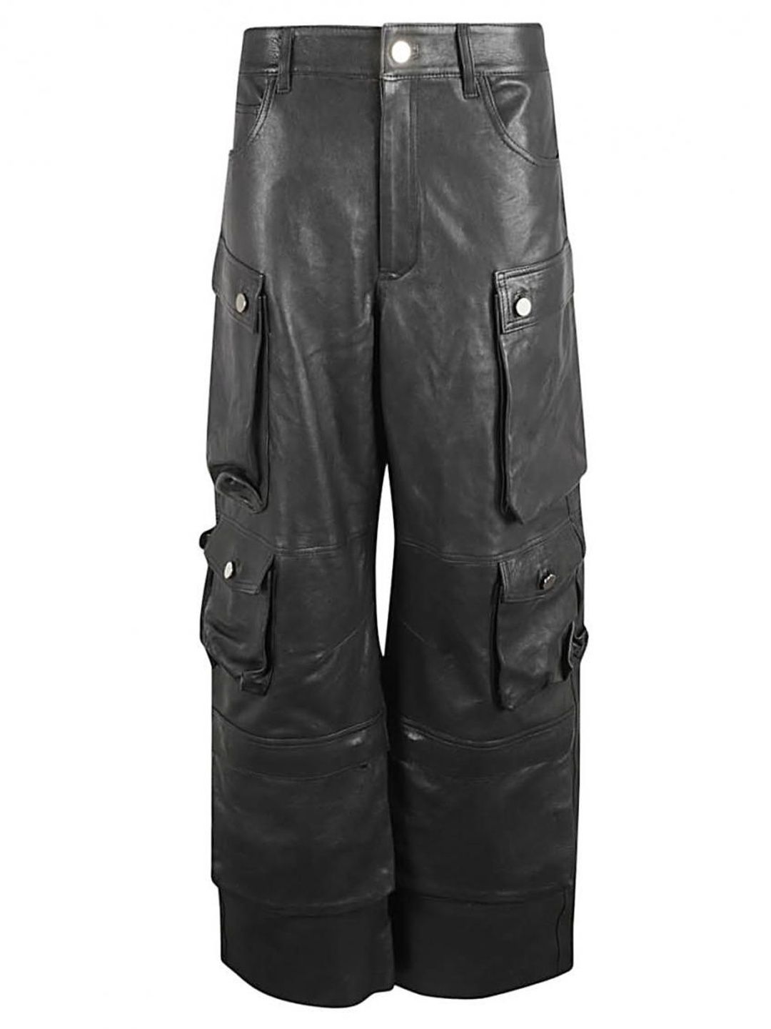 Black Leather cargo pants-image-14