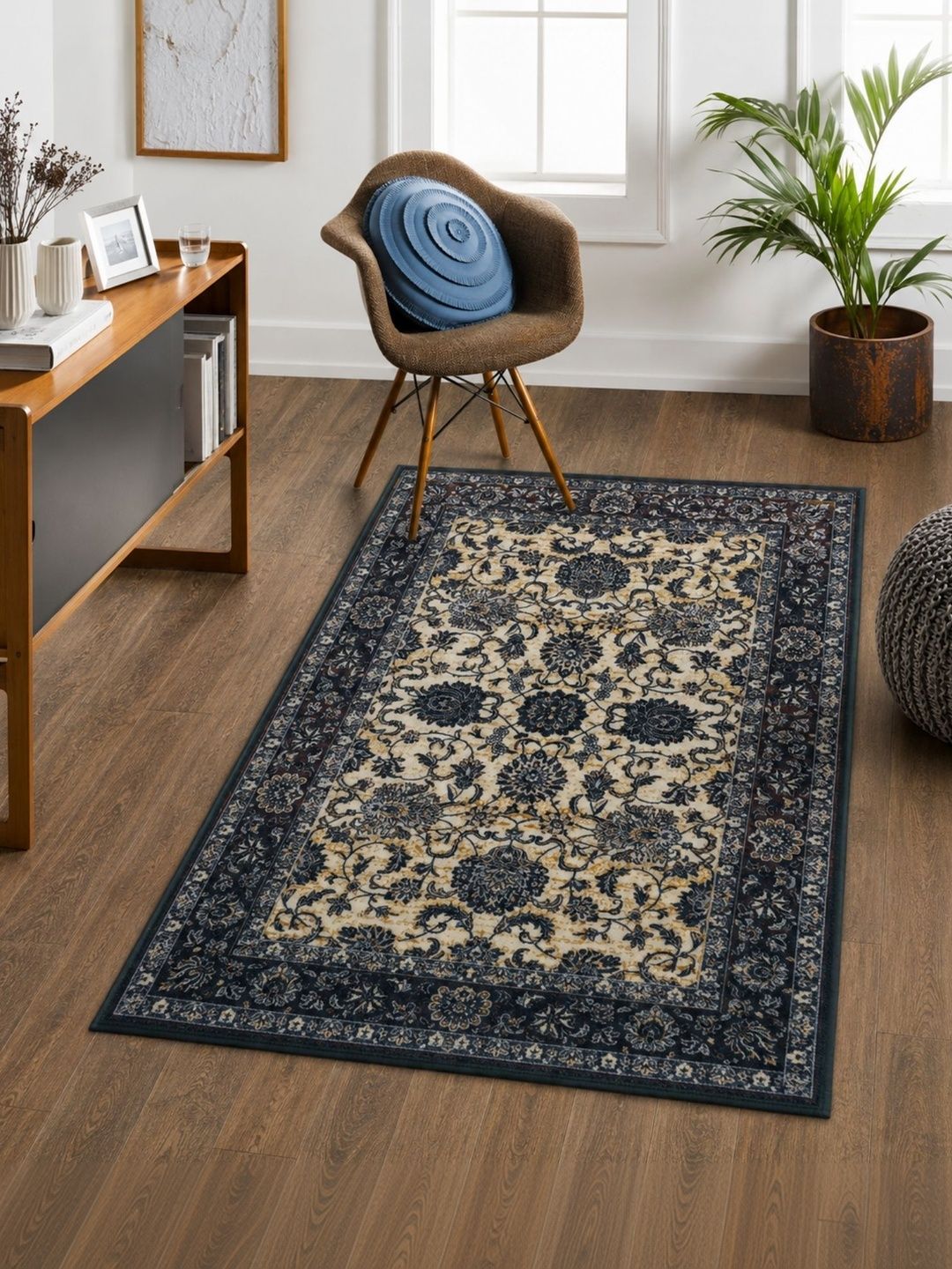 DECOVIA Charcoal Floral Anti-Skid Nylon Carpet-image-30