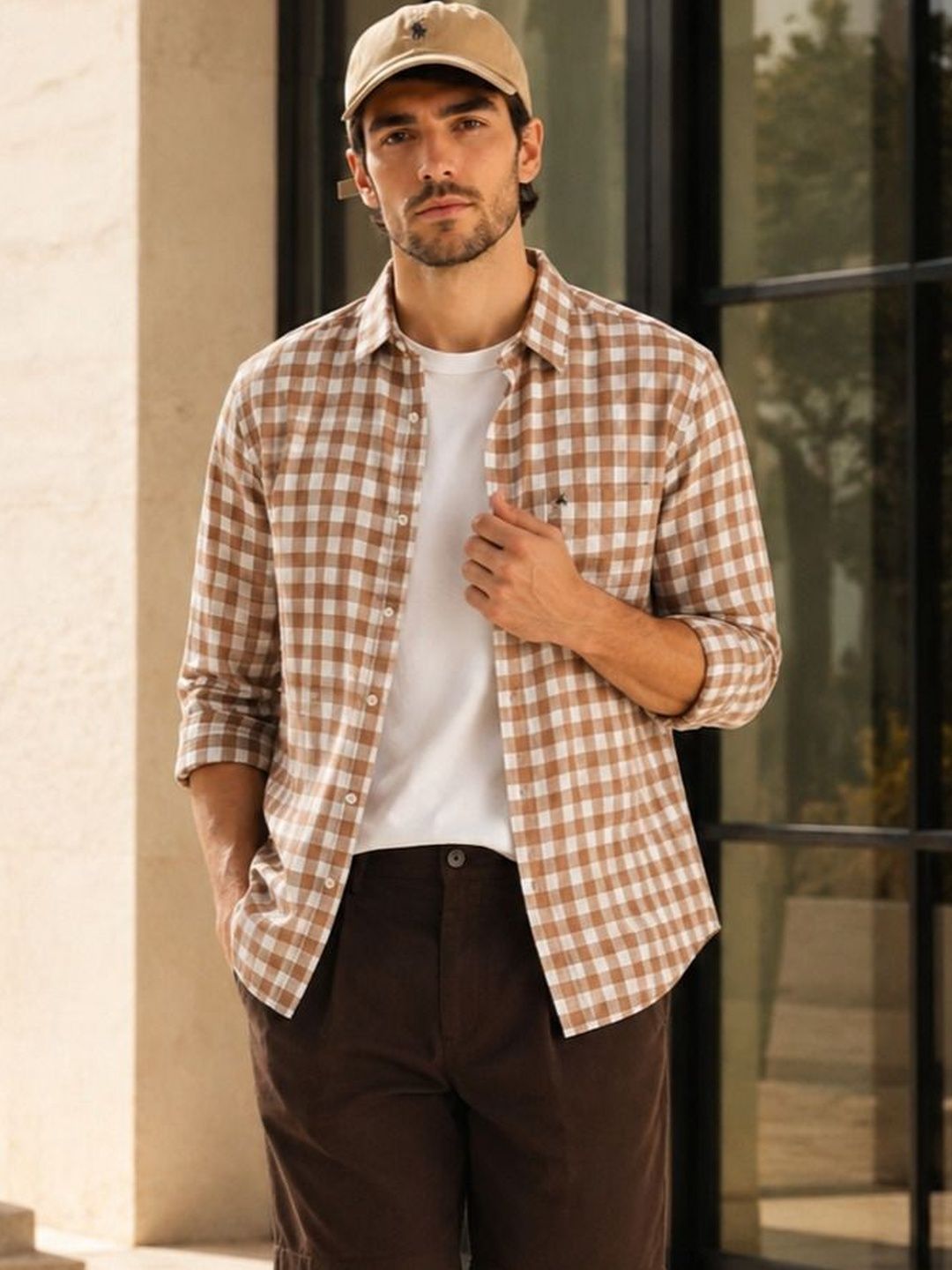 XKIND Standard Regular Fit Gingham Checks Opaque Checked Cotton Casual Shirt-picture-39