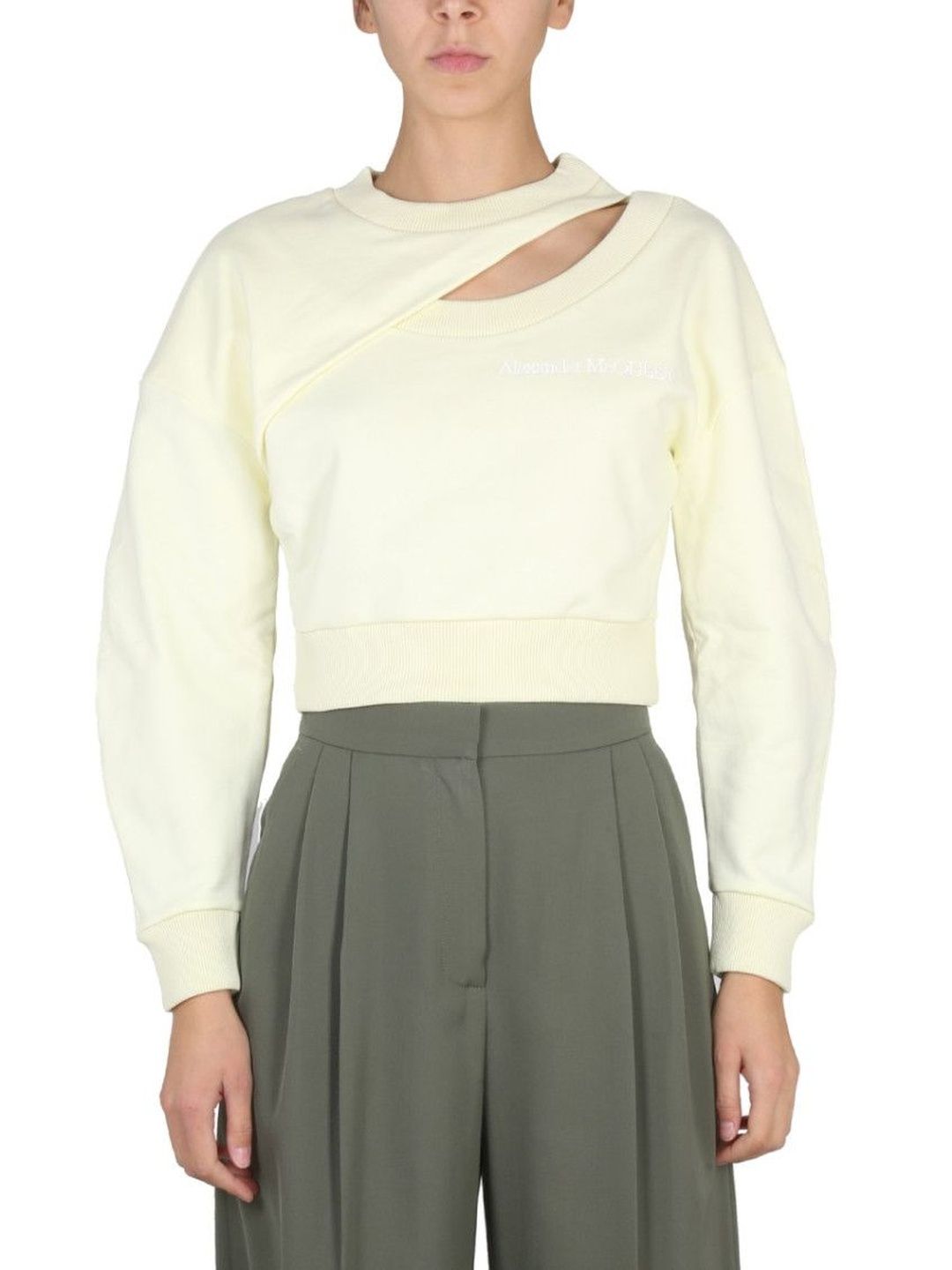 alexander mcqueen Beige Solid Crew Neck Sweatshirt-picture-51