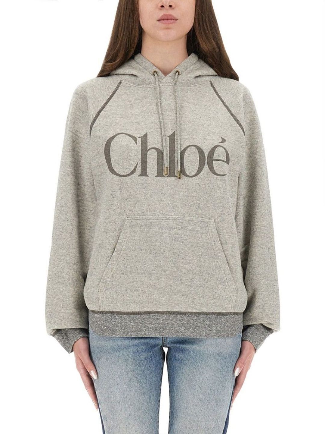 chloe Grey Logo Hood Sweatshirt-picture-26
