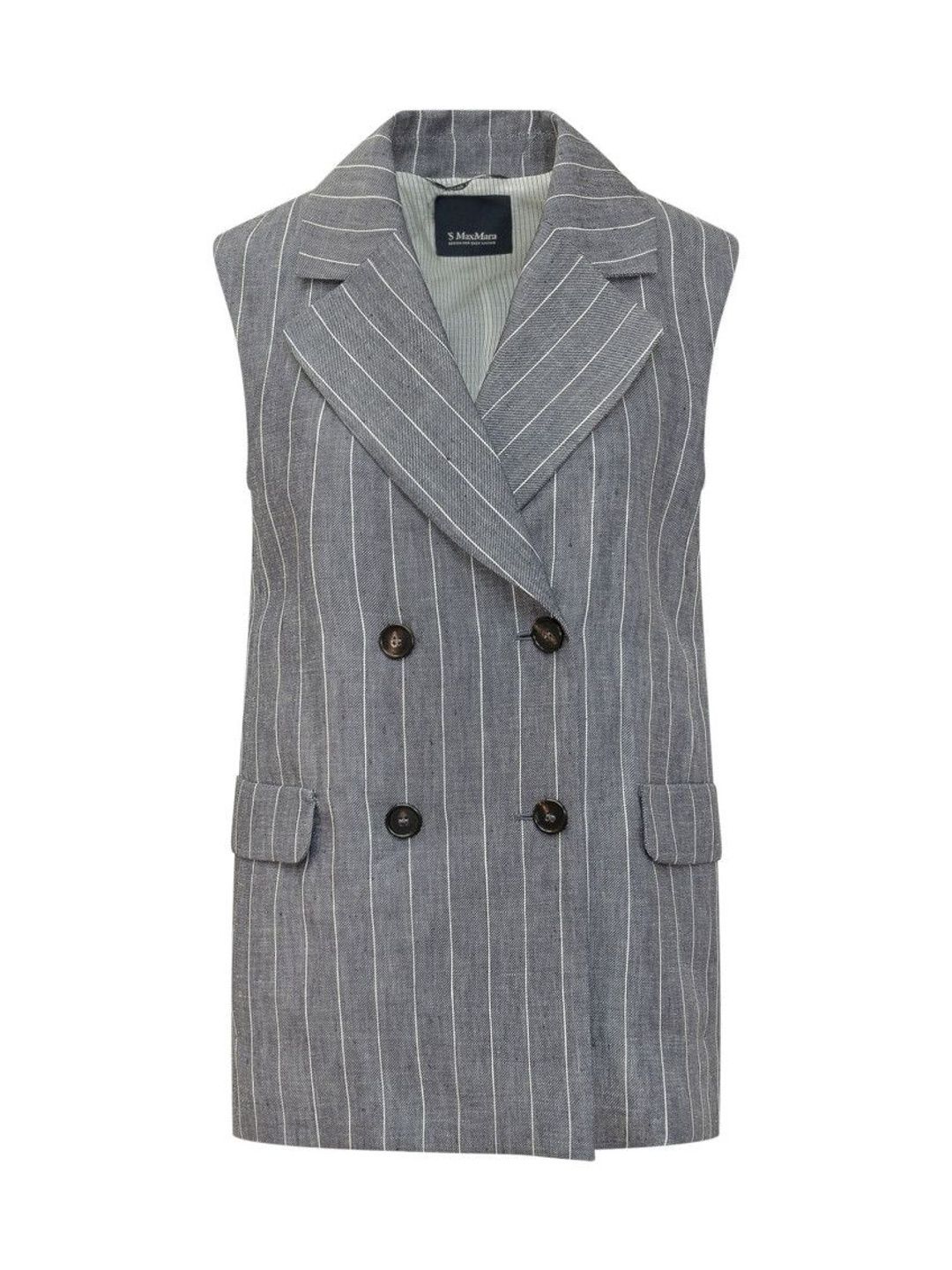 max mara Grey Stripes Notched Lapel Blazer-picture-41